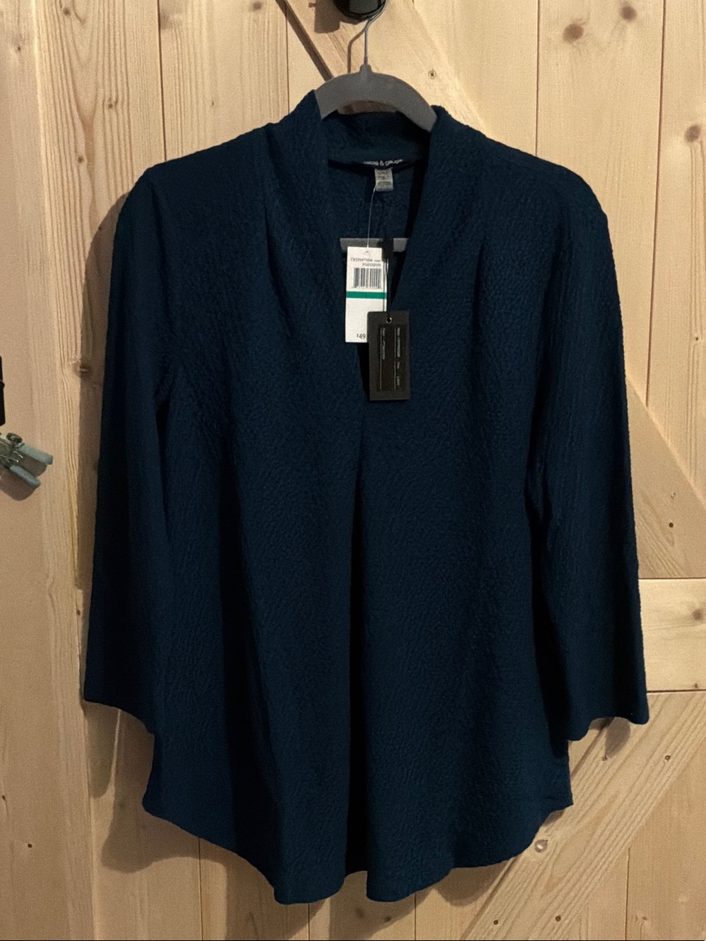 Cable & Gauge Deep Navy Open-Front Textured Cardigan